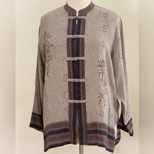 Chico's Beige and Brown Silk Blouse Size 16 (Chico’s size 3)